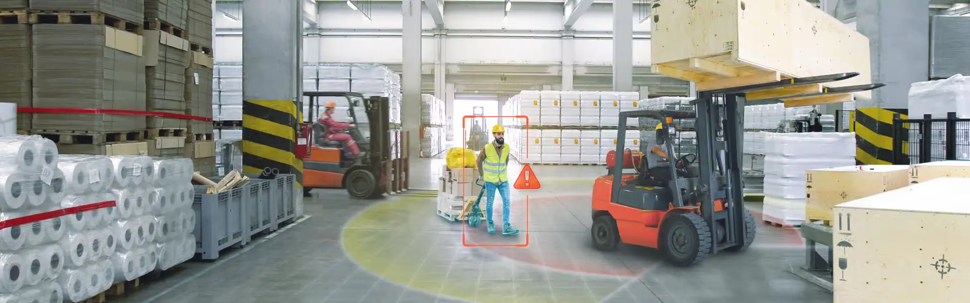 Teknect AI Anti-Collision System protecting a warehouse aisle